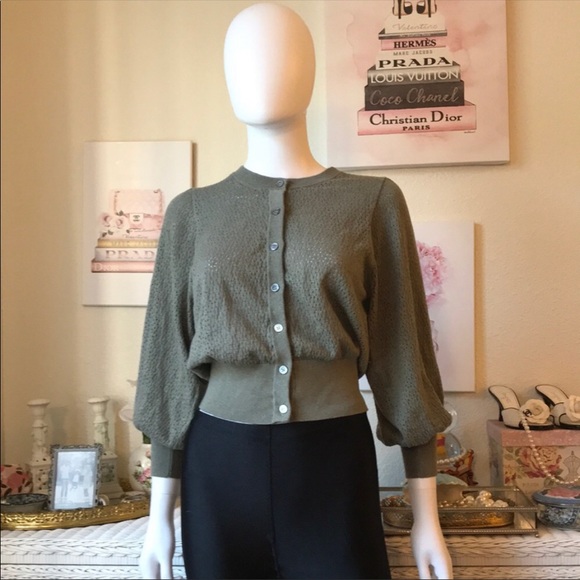 ATM Anthony Thomas Melillo Sweaters - ATM cotton & cashmere blend cardigan crop balloon sleeves green color size XS